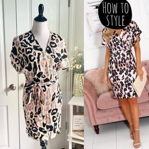 One of a kind sample piece! Olivaceous Leopard print wrap dress